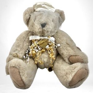 1995 Happy Anniversary Vermont Bride Teddy Bear With Hat & Veil And Ribbons